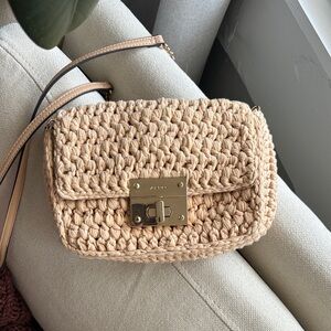 ALDO Beige Crochet Woven Crossbody Bag